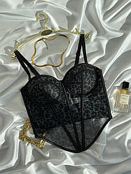 Жіночий корсет-бюстьє, синій леопардовий