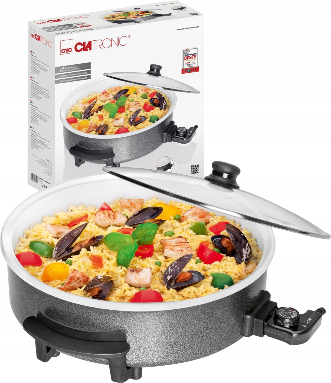 Електросковорода Clatronic PP 3570 C — 1500 Вт, Ø42 см, керамічне покриття, термостат
