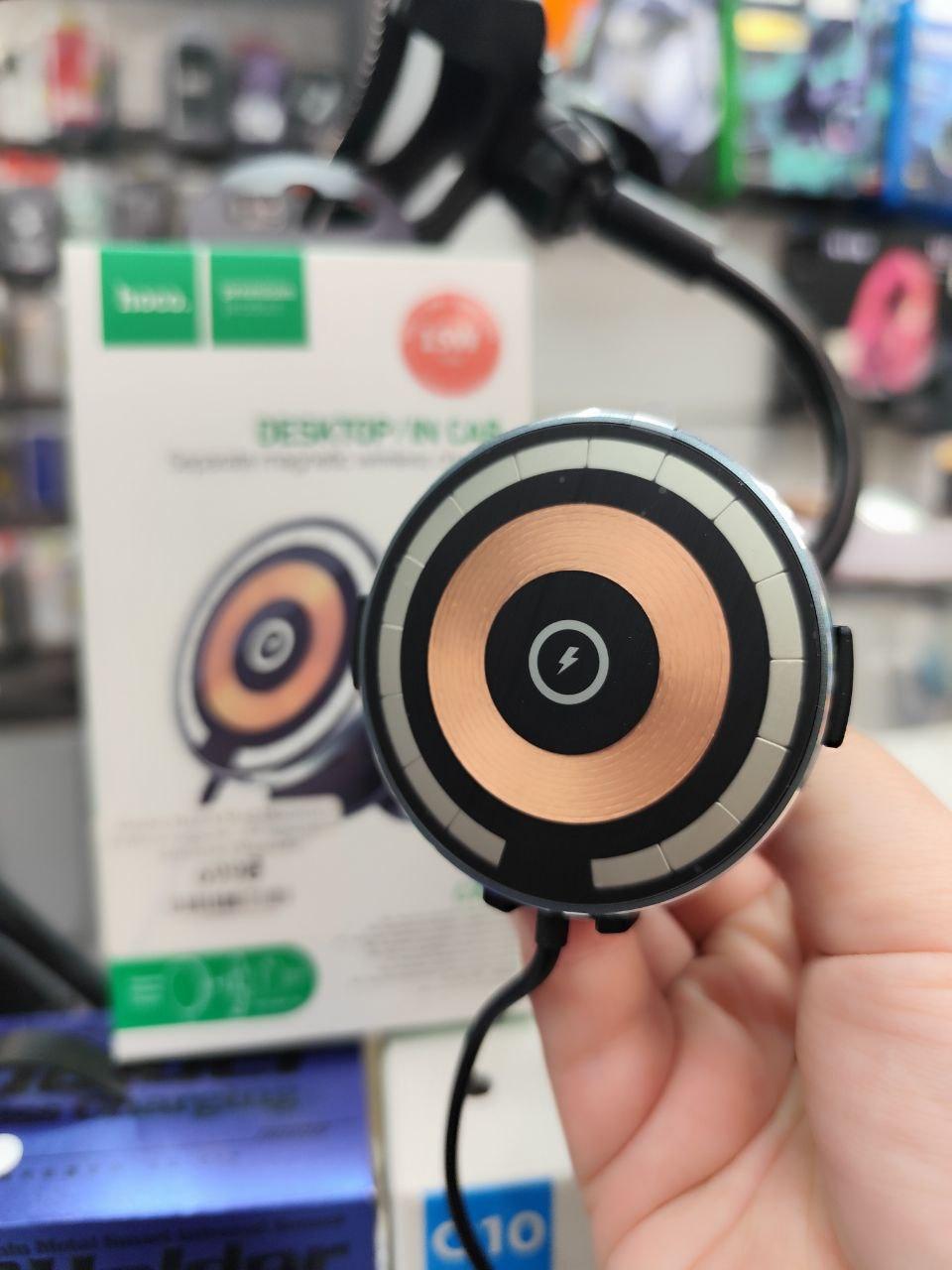 Holder Hoco CW42 Discovery Edition magnetic з бездротовою зарядкою (Чорний)