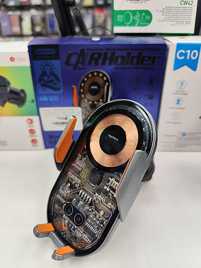 Holder з БЗП Remax RM-C17 Ultrathin Metal Smart Infrared Sensor Wireless (Чорно-сірий), фото 1