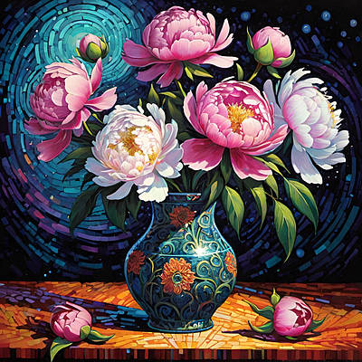 Електронна схема "Півонії 1". AIDA 16 , 48*48 cm.