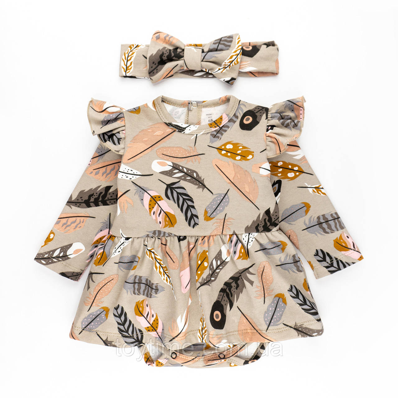 Боді-сукня для дівчинки зкрильцями та повʼязкою у пірʼїнках Feathers, фото 1