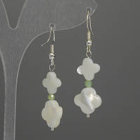 Сережки Перламурт конюшина 10мм+- 12мм+- L- 45мм+- купити біжутерію дешево оптом в інтернеті