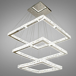 Led люстра на три квадрати з кришталем Diasha 165W до 30 м² колір Хром 8787-3A/810+650+490