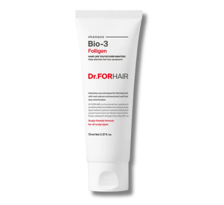 Зволожувальний шампунь проти випадання волосся Dr.Forhair Folligen Bio-3 Shampoo 70 мл