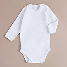 Білий боді для новонародженого з довгим рукавом інтерлок бавовна 100% від українського виробника, фото 4