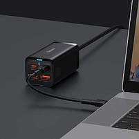 Блок живлення Baseus GaN3 Pro 100W (2xUSB, 2xType-C) Quick charge + кабель USB-C 100W black, фото 11