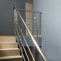 Перила/огородження з нержавійки AISI 304, поручень Ø38 мм, стійка Ø32 мм, 3 ригелі Ø16 мм, кріплення на анкер