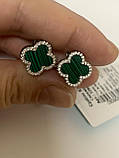 Срібні сережки конюшина зелені д.14мм, фото 10