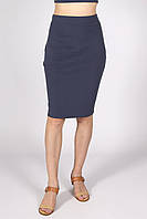 Стильная, обтягивающая трикотажная женская юбка-карандаш по колено. Темно-серый (графит) 38