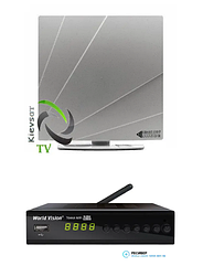 DVB-T2 receiver World Vision T644A WiFi FM + ARU-02 Kvant-Efir | комплект разом з кімнатною DVB-T2 антеною