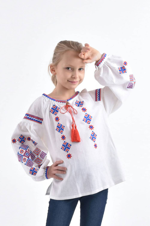 Вишиванка для дівчинки "Ромби Косач" біла
