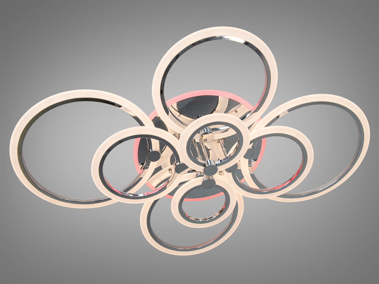 Акрилова люстра кільця з пультом і LED підсвічуванням, 175W хром, фото 1