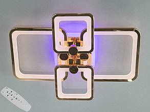 Світлодіодна люстра з пультом, підсвіткою, 76W, золотистого кольору