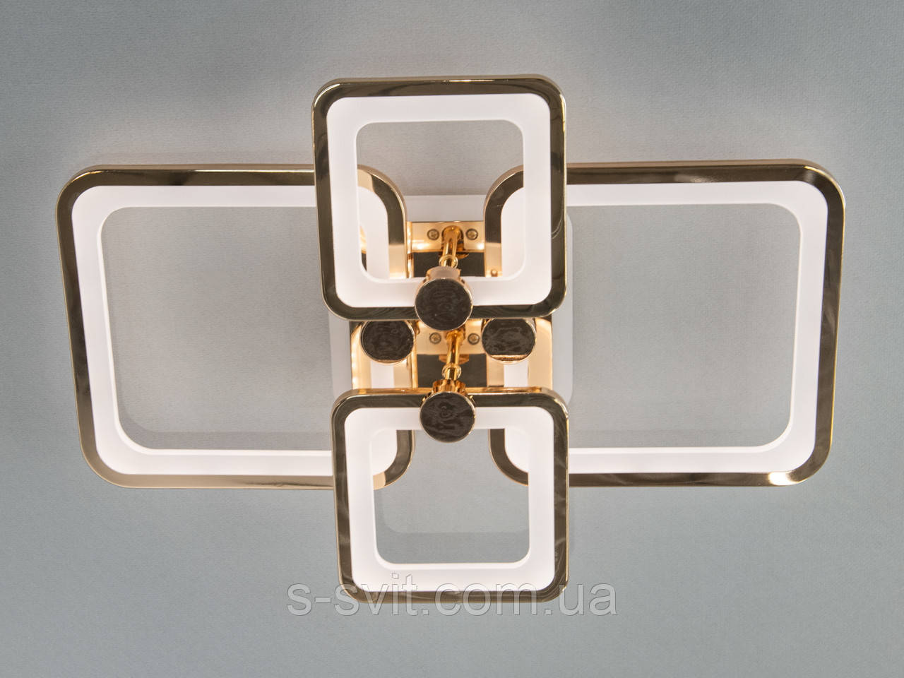 Світлодіодна люстра з пультом та кольоровою пісвіткою 50W, золотистого кольору, фото 1