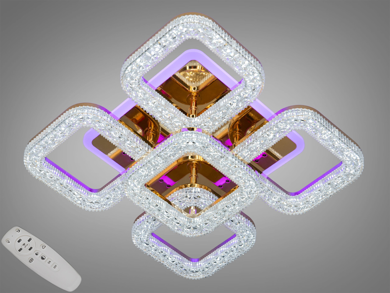 Стельова світлодіодна люстра з пультом, підсвіткою, 50W, хром, фото 1