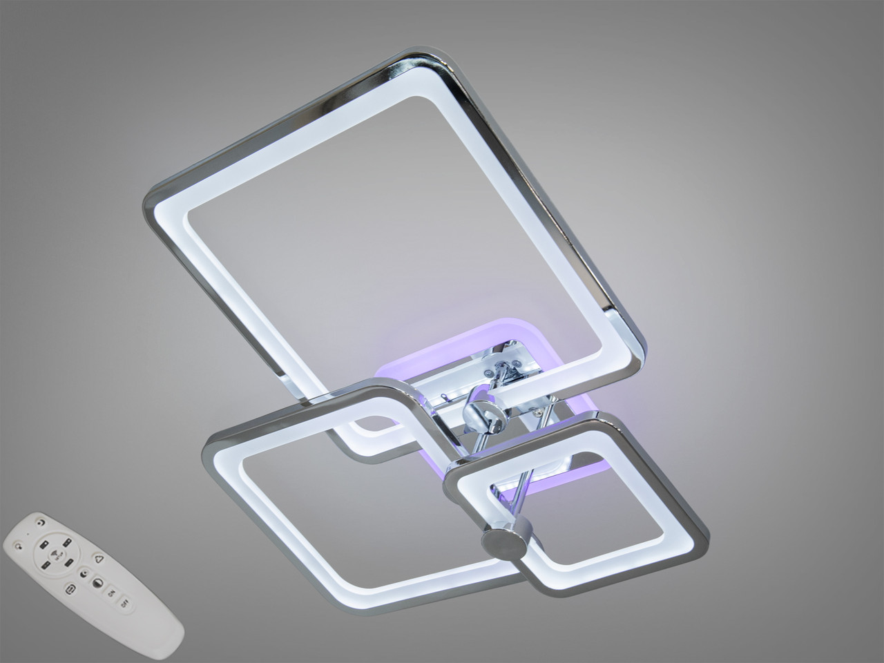 Стельова світлодіодна люстра з пультом, димером, підсвіткою, 70W золотиста, фото 1