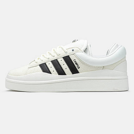 Жіночі Кросівки Adidas Campus x Bad Bunny White Black / Адідас Кампус Бед Банні Білі з Чорні, фото 1