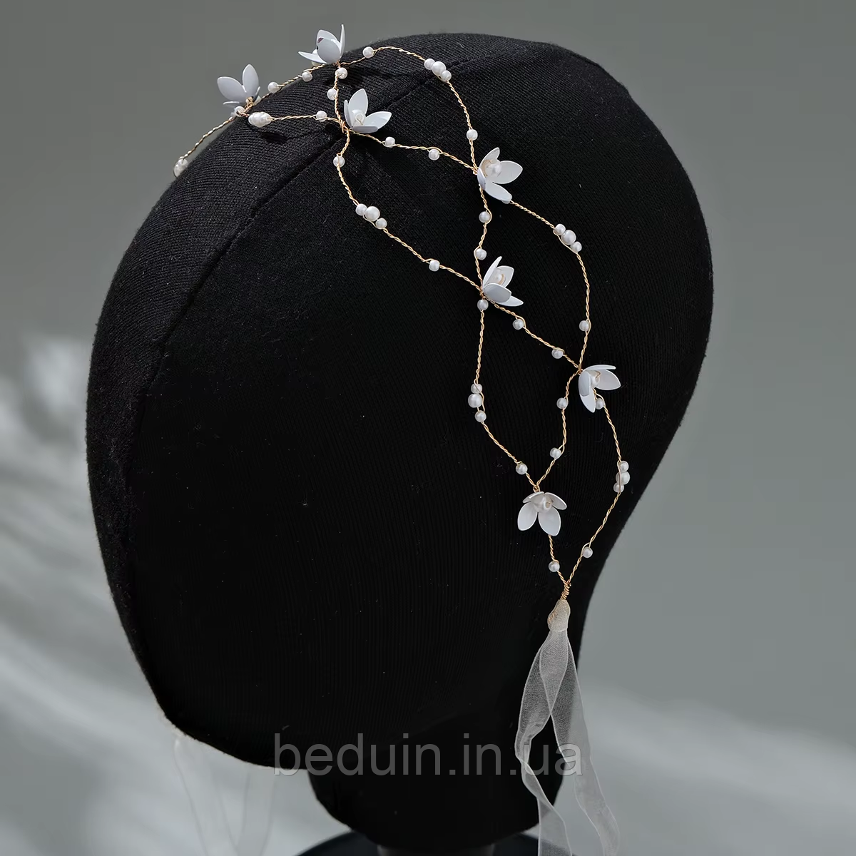 Ніжний вінок із квітами, тіара "Весняний Сад" — золотиста Aushal Jewellery