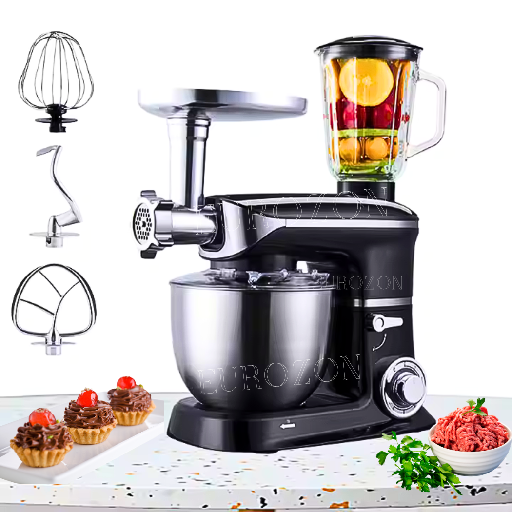 Кухонний комбайн-м'ясорубка Zepline посиленої потужності 4200 Вт Комбайн-м'ясорубка з тістомісом та блендером Кухонна машина 3в1, фото 1