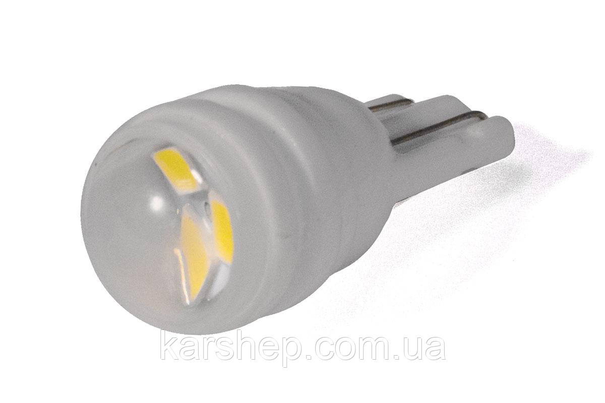 Світлодіодна лампа StarLight T10 3 діоди SMD-2835 12 V 0.5 W WHITE прозора лінза CERAMIC