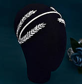 Яскравий святковий обруч зі страз і каміння "Колос" тіара срібляста Aushal Jewellery