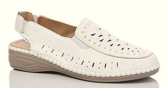 Босоніжки жіночі великих розмірів рівна хода закритий носок еко шкіра бежеві