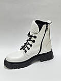 Жіночі зимові черевики ТМ Teona 213 білі шкіра, фото 2
