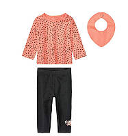 Дитячі комплекти 3в1 для дівчинки lupilu реглан, штанці, слюнявчик