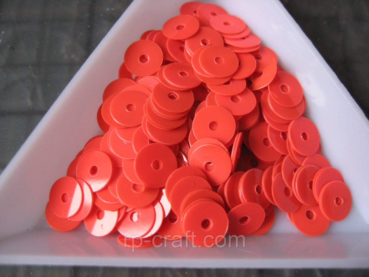 128. Упаковка паєток. Круглі, плоскі, 6 мм, 6 грам, неоновий рожевий, фото 1