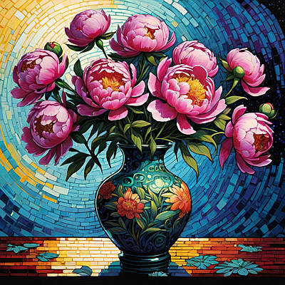 Електронна схема "Півонії 2". AIDA 16 , 48*48 cm.