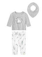 Дитячі комплекти 3в1 для дівчинки lupilu реглан, лосини, слюнявчик