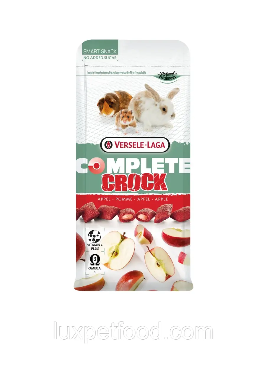 Ласощі для кроликів гризунів Versele-Laga Complete Crock Apple з яблуком 50г ласощі для гризунів ВЕРСЕЛЕ-ЛАГА КРОК КОМПЛІТ ЯБЛУКО