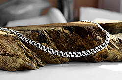 Срібний ланцюжок Meridian 925 проби Плоський запиляный бісмарк з чорнінням  25122/12450