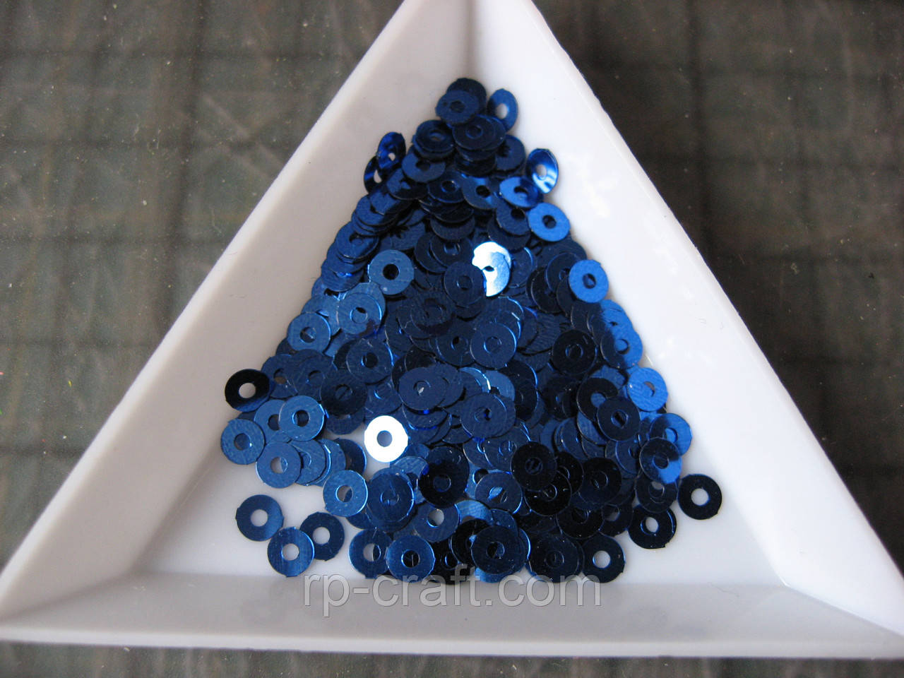 132. Упаковка паєток. Круглі, плоскі, 4 мм, 5 грам, сині, фото 1