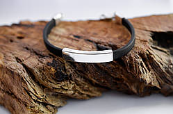 Каучуковий браслет з срібними вставками і закінченнями Meridian 925 проби Бр Плоський17,5