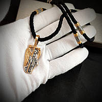 Срібний хрест Meridian 925 проби з позолотою та чорнінням Кр0165п без шнурка