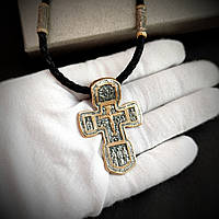 Срібний хрест Meridian 925 проби з позолотою і чорнінням Кр0168п без шнурка