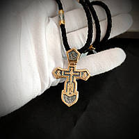 Срібний хрест Meridian 925 проби з позолотою і чорнінням Кр0169п без шнурка
