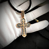 Срібний хрест Meridian 925 проби з позолотою і чорнінням Кр0176п без шнурка