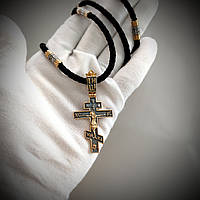 Срібний хрест Meridian 925 проби з позолотою і чорнінням Кр0177п без шнурка