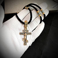 Срібний хрест Meridian 925 проби з позолотою і чорнінням Кр0178п без шнурка