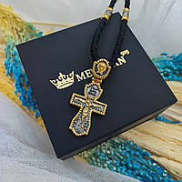 Срібний хрест Meridian 925 проби з позолотою і чорнінням Кр0181з без шнурка