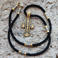 Срібний хрест Meridian 925 проби з позолотою і чорнінням Кр0186з без шнурка