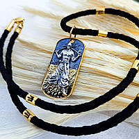 Срібний жетон з позолотою зі шнурком "Козак-характерник" (Індивідуальне гравіювання) 866/4трз+П0221з 50