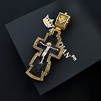 Срібний хрест з ебеновим деревом Meridian 925 проби з чорнінням Кр02езб без шнурка