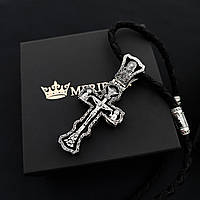 Срібний хрест з ебеновим деревом Meridian 925 проби з чорнінням Кр01е без шнурка