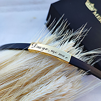 Шкіряний браслет з срібною вставкою у позолоті в позолоті гравіювання - "Дякую що ти є"