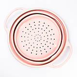 Друшляк силіконовий складаний з ручками 2.6 л Рожевий, фото 2