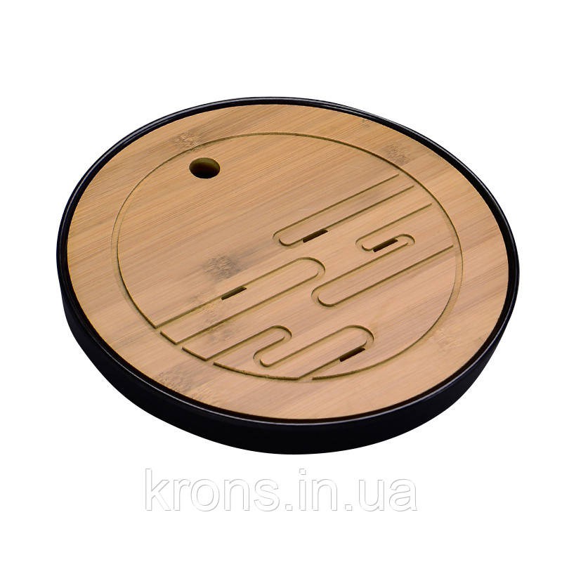 Чабань #8 дошка для чайних церемоній 25,5*4,5 см бамбуковий круглий Black, фото 1